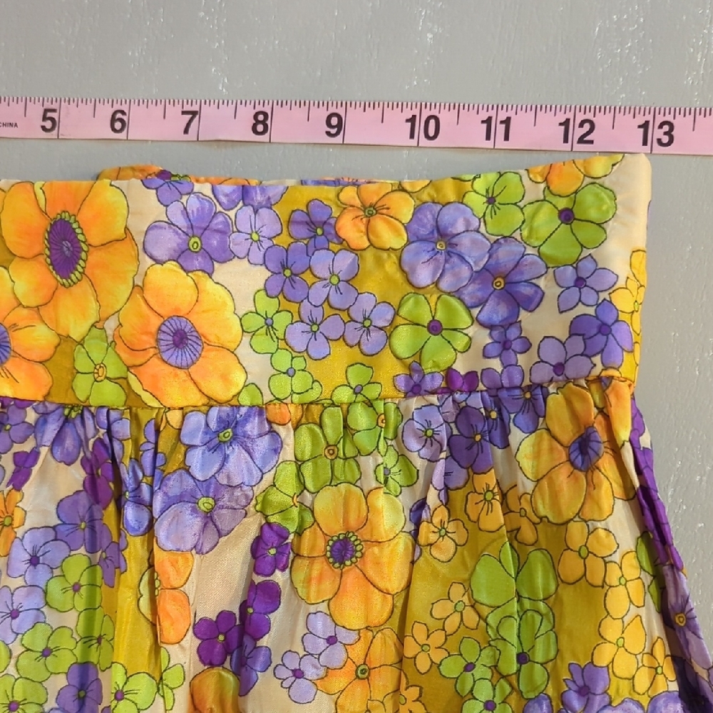 Vintage 70s‎ Floral Maxi Skirt Handmade 13" Waist - Picture 8 of 10